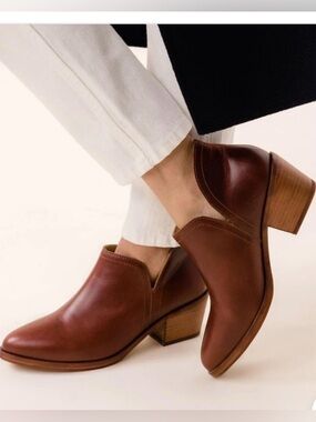 Nisolo Mia Everyday Women's Brown Leather Low Heel Slip-On Ankle sz 6.5